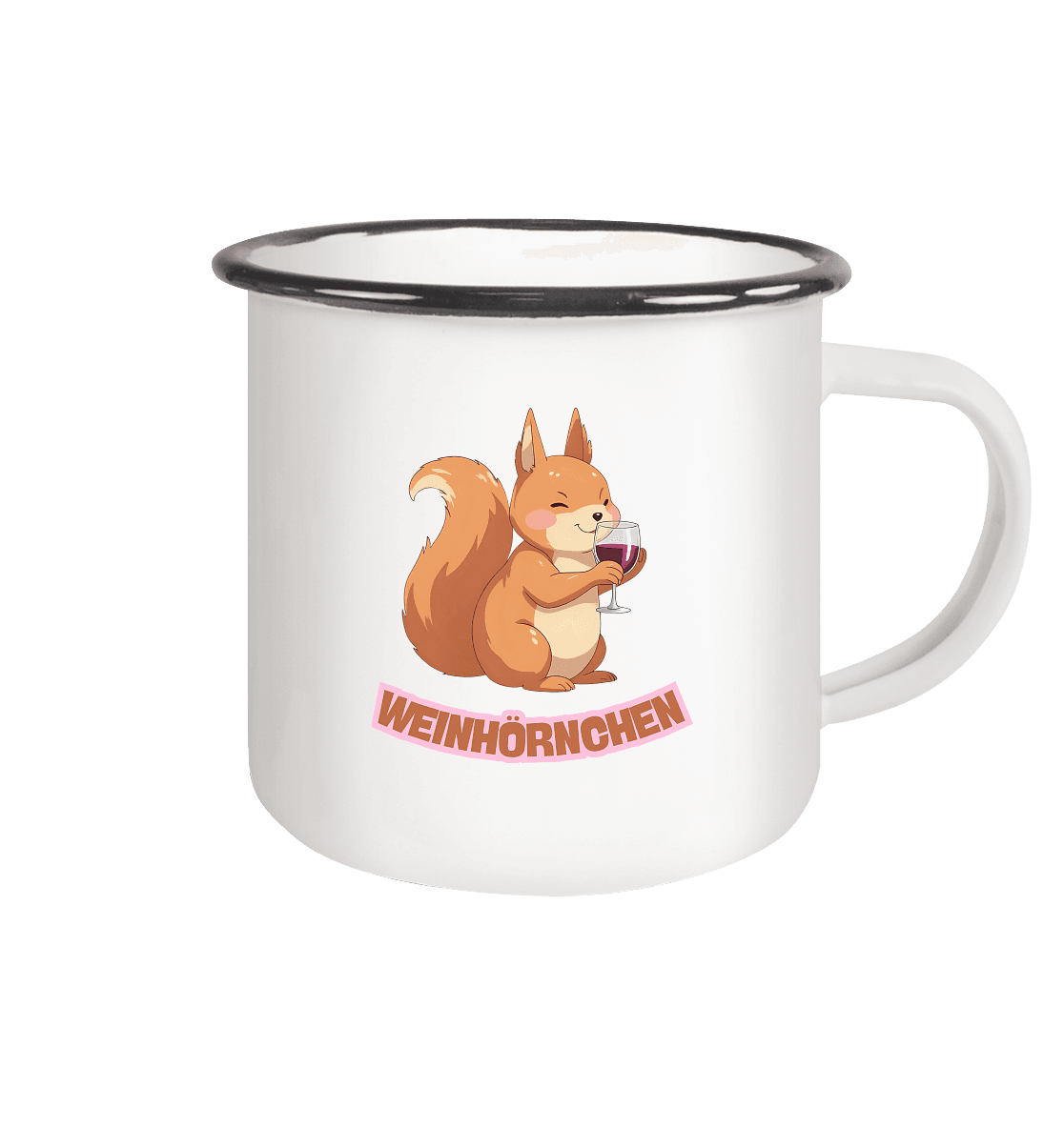 Weinhörnchen – Emaille Tasse (Black)